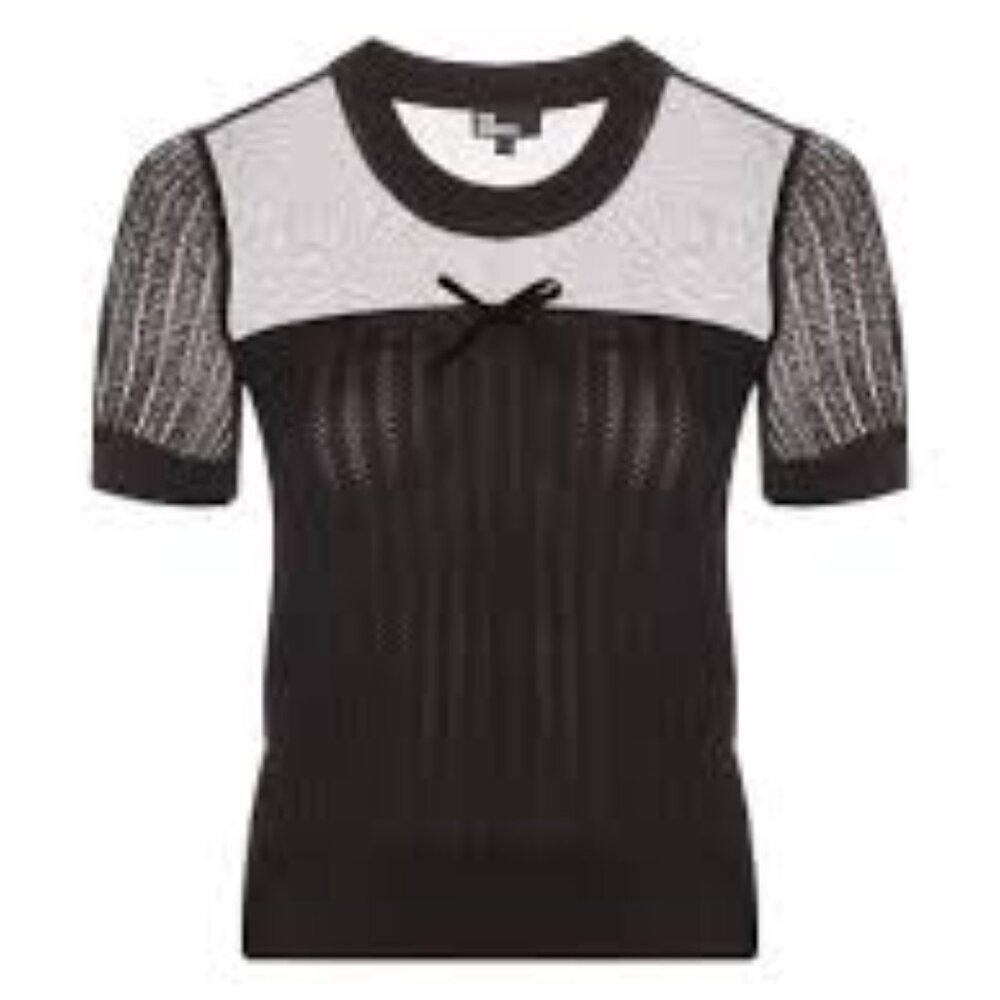 Openwork-panel short-sleeved woven top The Kooples